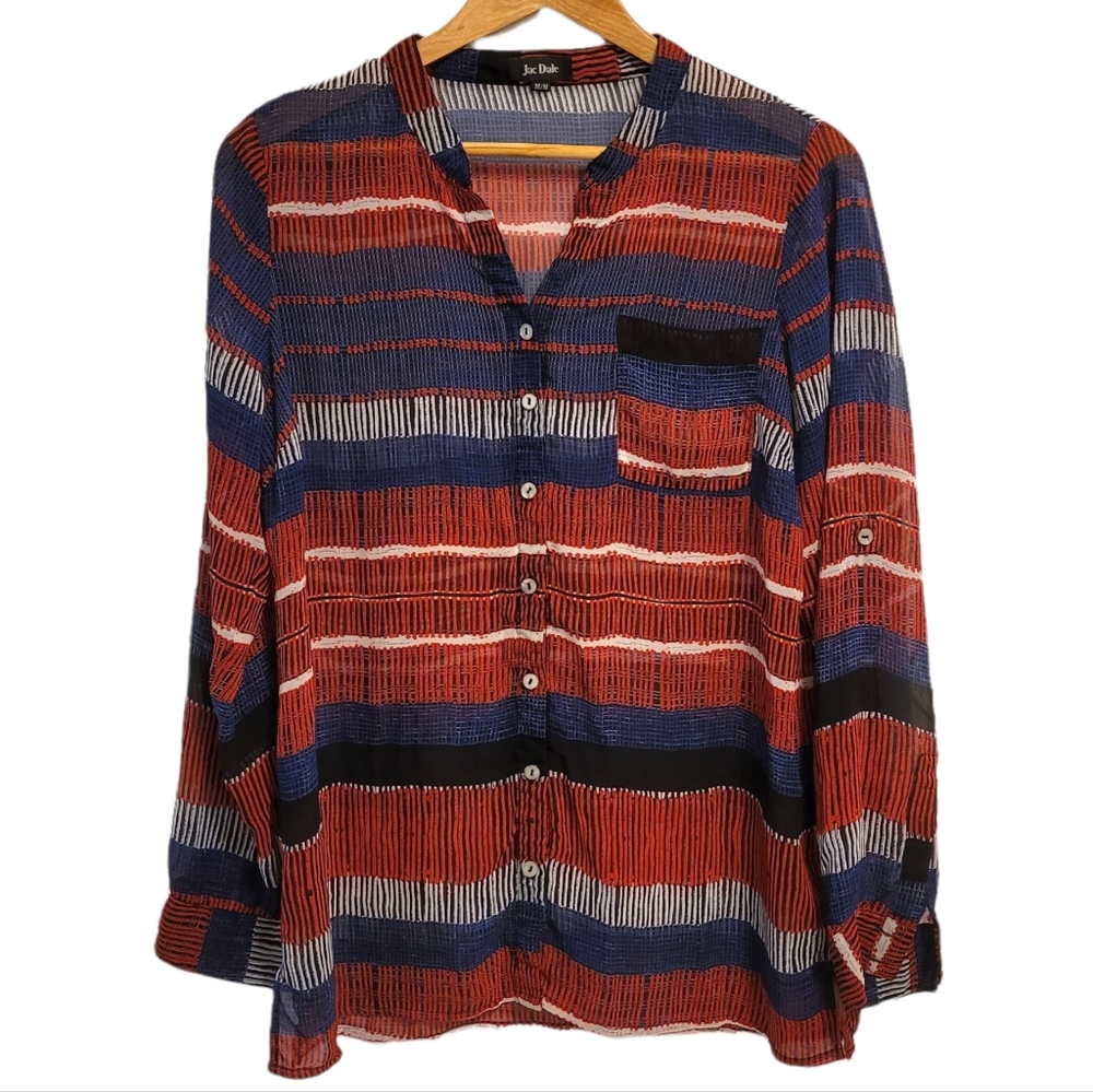 VINTAGE Jac Dale Sheer Striped Blouse